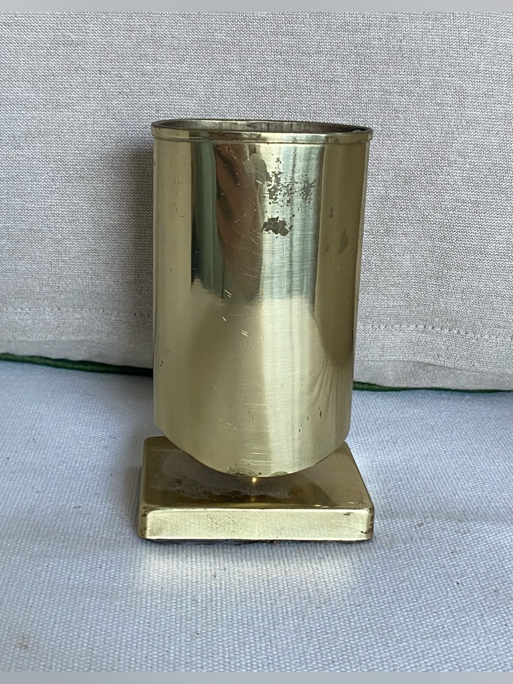 Vintage Brass Desk Organizer Cylindrical Pencil Holder Eyeglass Pedestal Stand